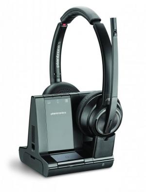 SAVI-W8220 POLY (Plantronics) - bezdrtov nhlavn souprava pro stoln telefon, mobil a PC, USB-A, na ob ui